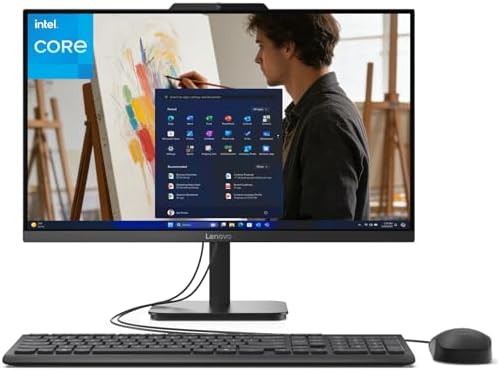 Lenovo IdeaCentre 24 23.8″ All-in-One with Lifetime Office 365 for Web, 8GB DDR4 RAM, 512GB PCIe SSD, Intel N100 Processor, FHD AIO Desktop Computer, WiFi 6, Bluetooth, Jet Black, Win 11 Home