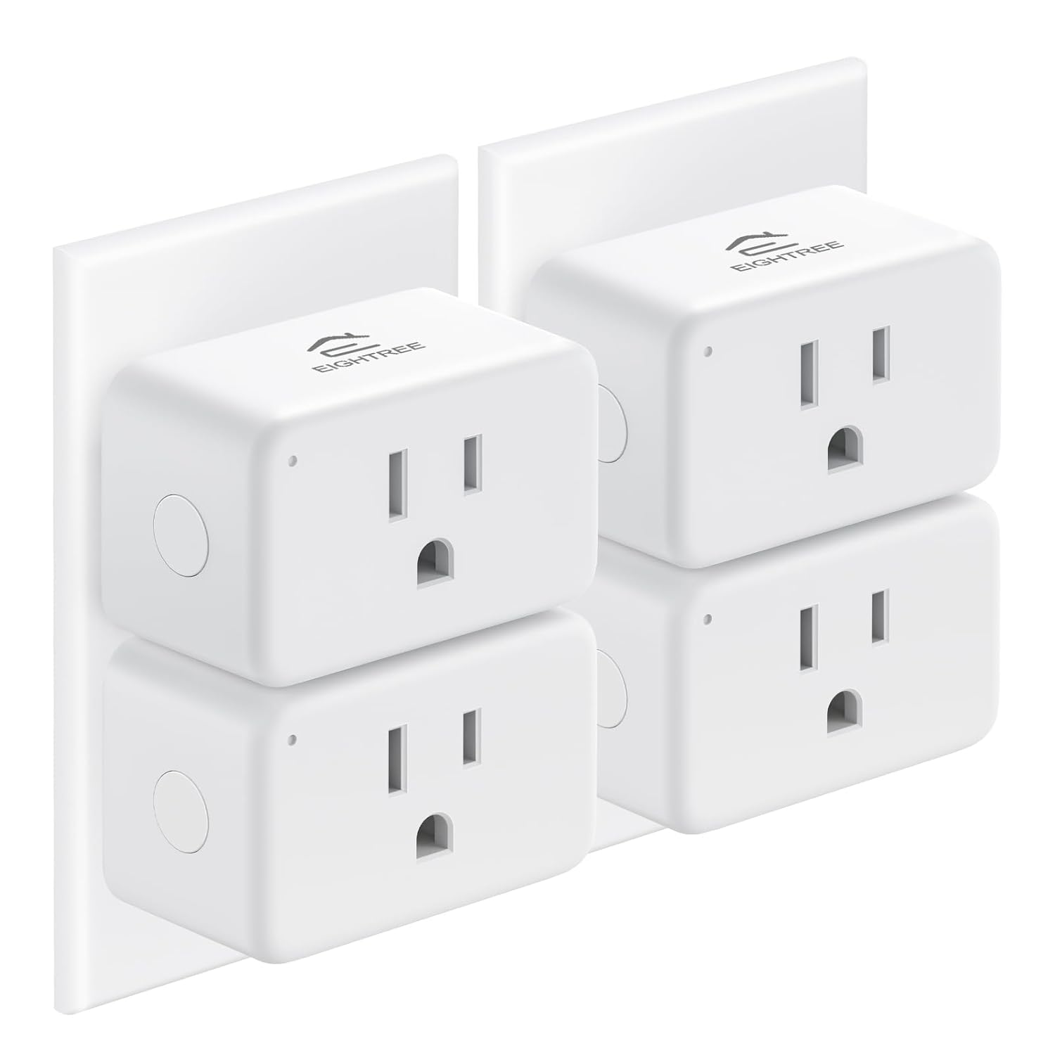 EIGHTREE Smart Plug 15A, Smart Plugs That Compatible with Alexa & Google Home & SmartThings, No Hub Required, WiFi Outlet with Remote Control, Timer & Schedule, 2.4GHz WiFi Only, 4 Packs