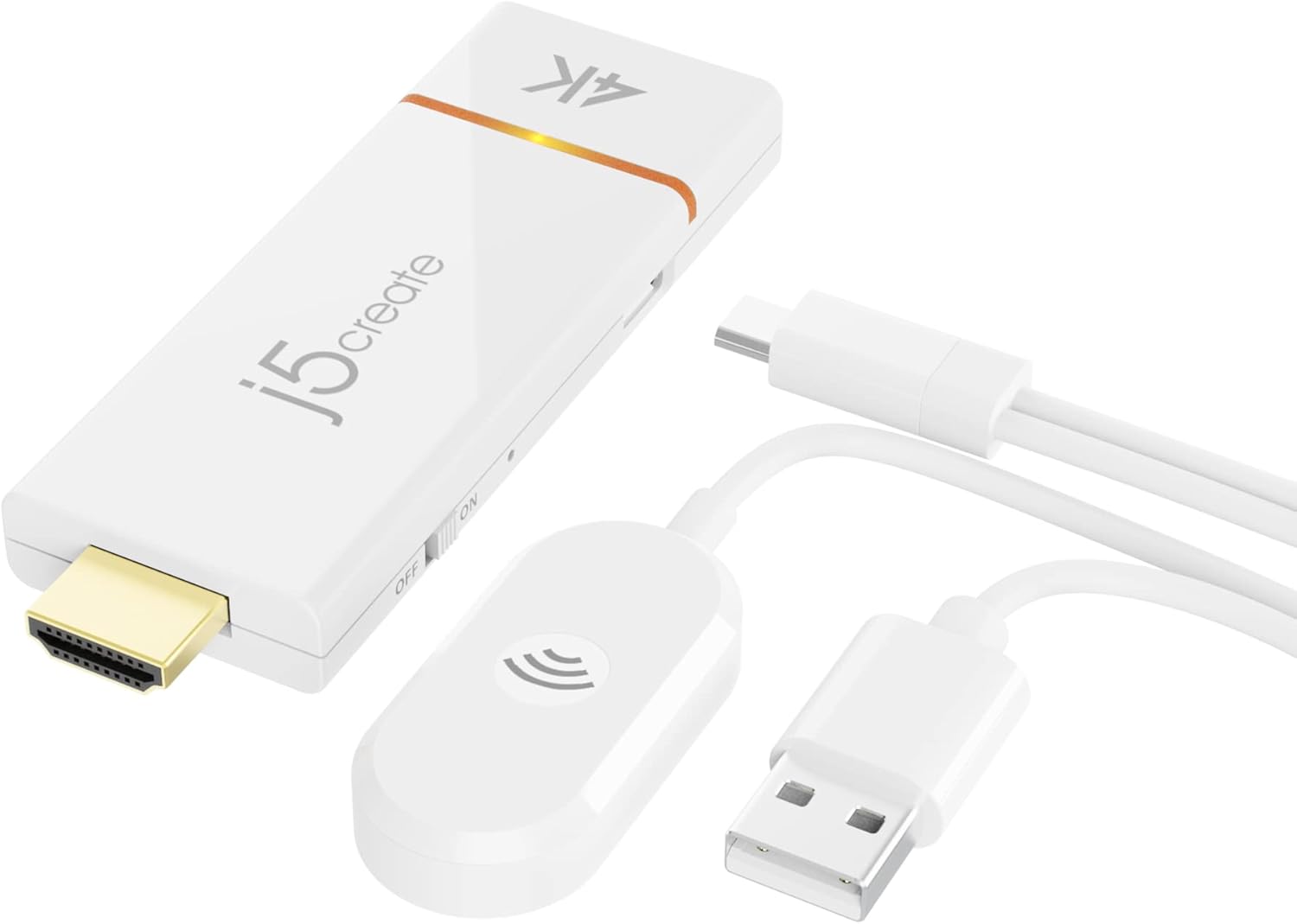 j5create ScreenCast 4K Wireless Adapter Screen Cast from Mobile Phone, Tablet, or Laptop Support for AirPlay, Miracast & Chromecast Mirror Extend for Windows & macOS Wireless Screen Display (JVAW76)