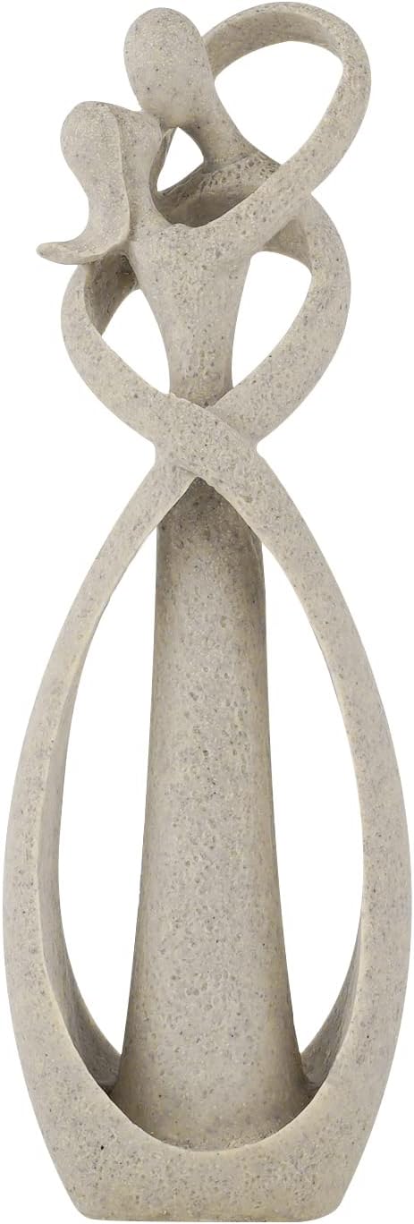 Trycooling Kissing Lovers Statue Abstract Sculpture Resin Statues for Home Decor Modern Home Office Desktop Shelf Bookshelf Decor (Sandstone, Small)
