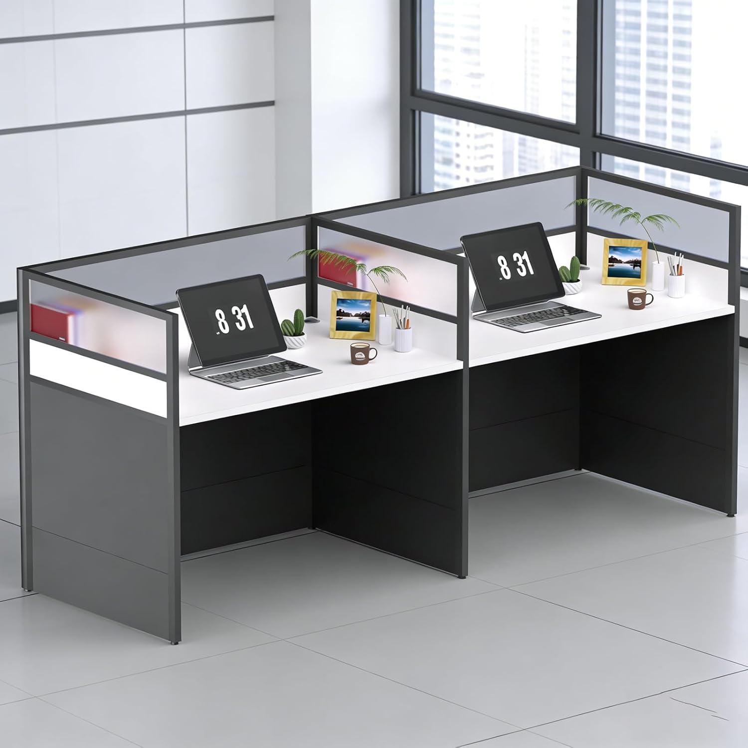 Office Cubicle Desk, Cubicle Desks with Mute Privacy, Partitions Desk, Computer Workstation for SOHO Home Customer Service Center (A-2P Side-by-Side, Without Cabinet)