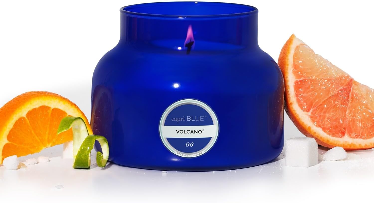 Capri Blue Volcano Scented Candles – Luxury Glass Jar Candles for Home Scented with Tropical Fruit & Sugared Citrus – Soy Wax Blend – Blue Color (19 oz)