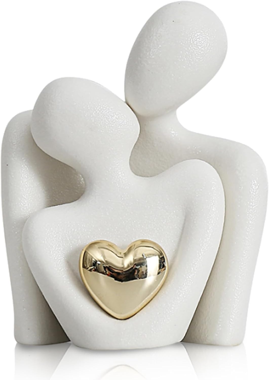 Romantic Couple Statue, Abstract Sculpture Small Shelf Ornaments for Living Room, White Ornaments Couple Figure Sculptures Gifts for Wedding Anniversary