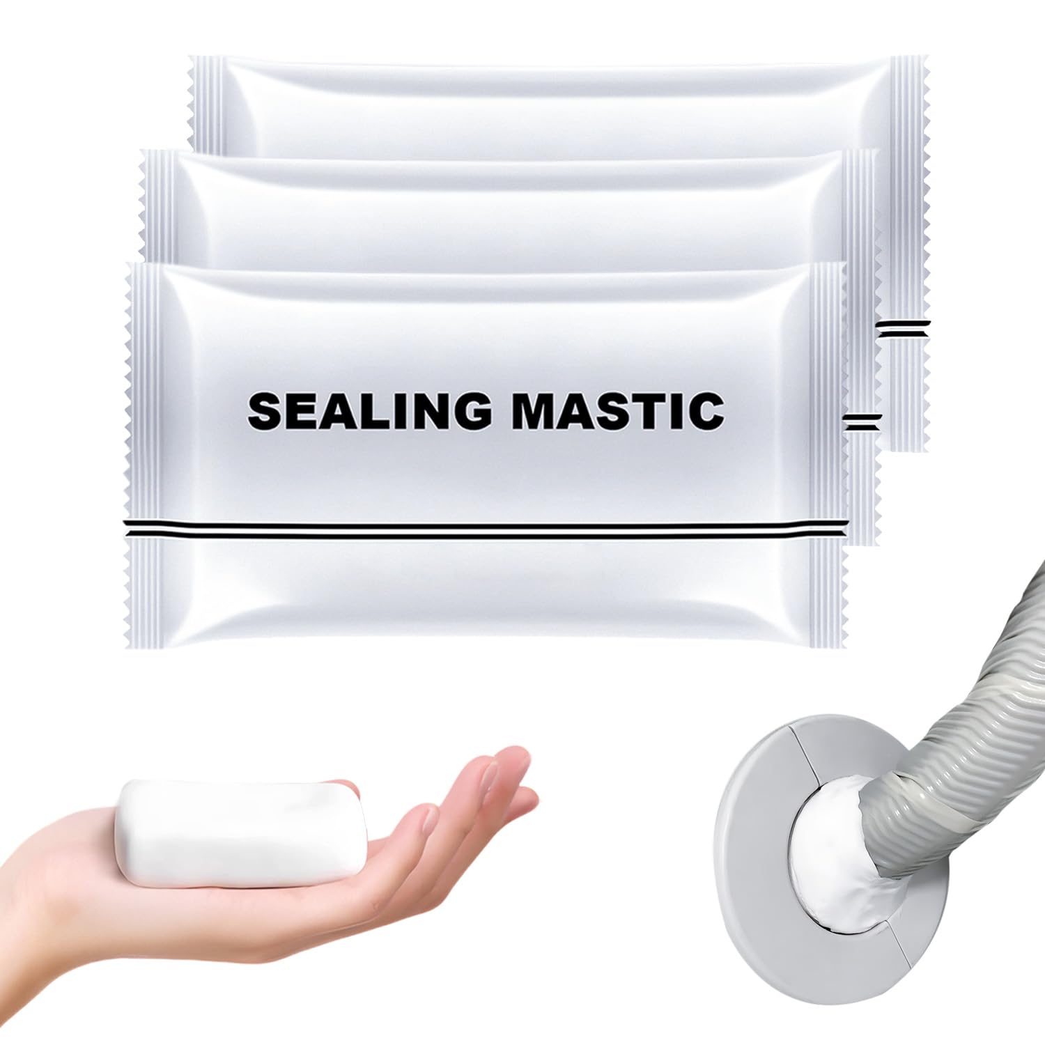 Waterproof Sealant Mastic, 2025 Upgrade Waterproof Repair Sealing Clay, Cement Crack Filler,Quick Mending Mud for Drain Connection, Wall Hole, Air Conditioning Hole (3)