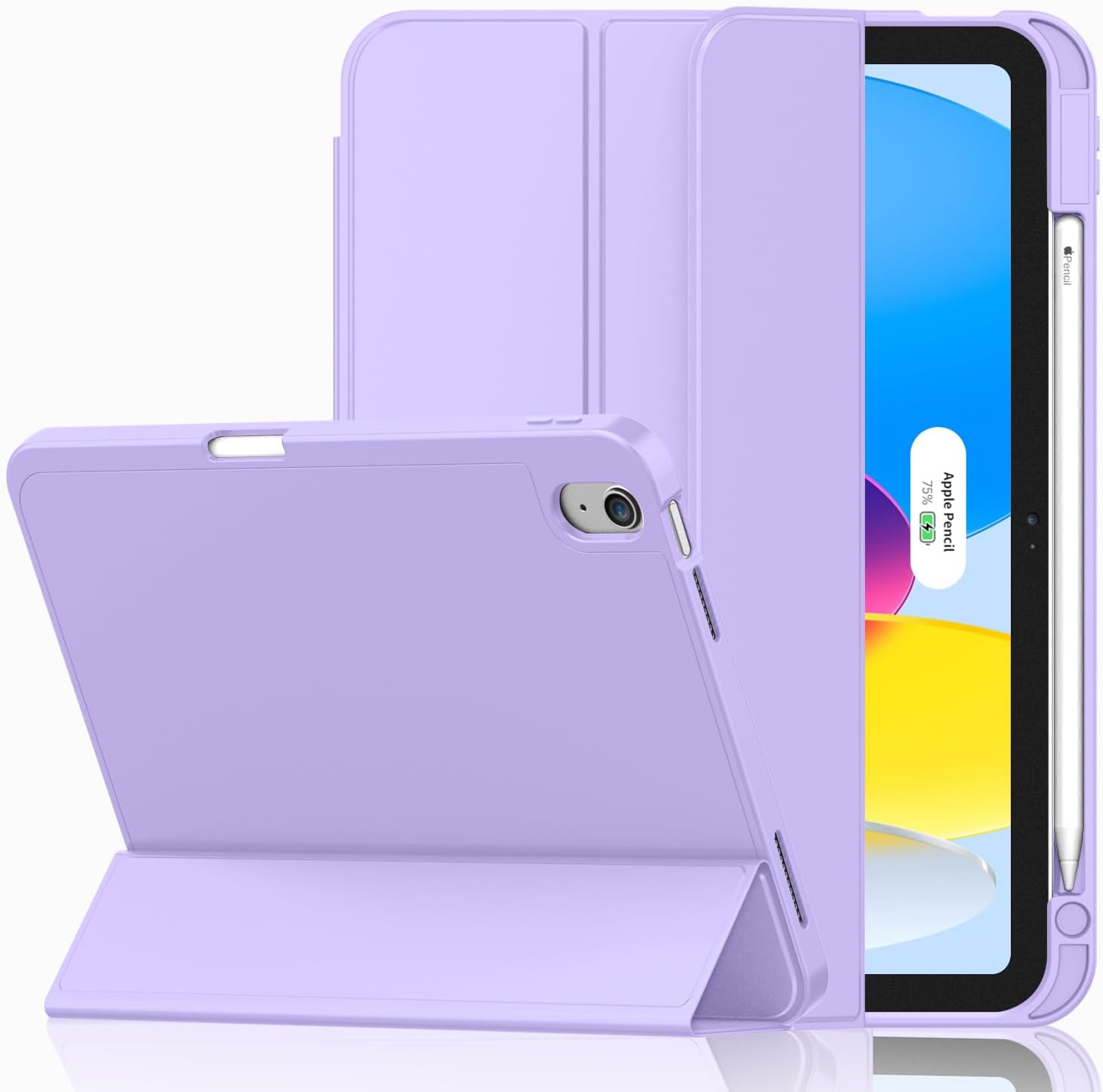 iMieet Case for iPad (A16)/iPad 10th Generation [11-Inch 2025/10.9 Inch 2022], Trifold Stand Smart Cover with Pencil Holder and Soft TPU Back, Supports Touch ID(Clove Purple)