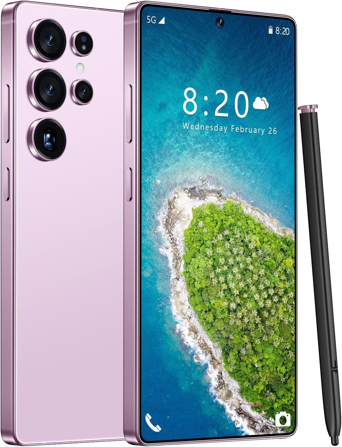 Huness S25 Ultra Unlocked Phone,Built in Pen The Phone,Cell Phone Battery 7000mAh 6.99″ HD Screen,Android 14 16+512GB Smartphone,Dual SIM/5G/Face ID/Fingerprint Lock/GPS (Purple, 16+512)