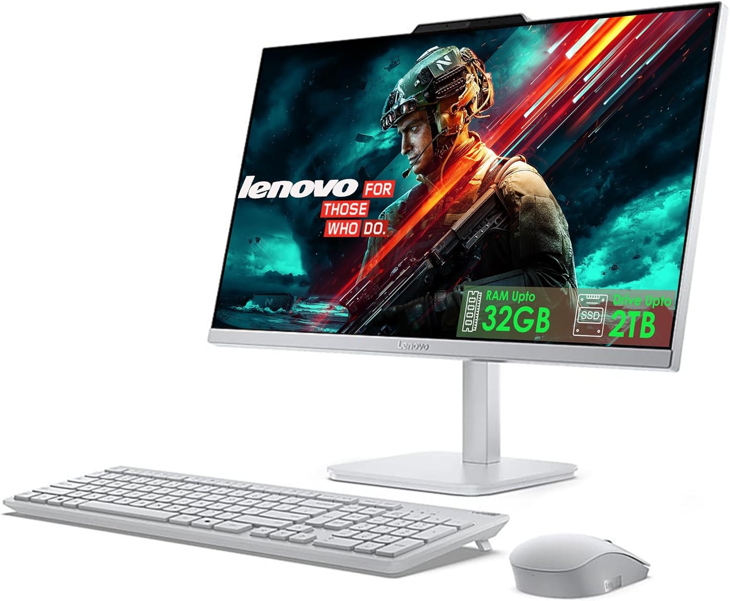 Lenovo 24” All in One Desktop with Office 365 for The Web, Intel Ultra-Fast 4-Core, Full HD Display, 16GB RAM, 1TB Storage(512GB SSD & 512GB External Drive), Wi-Fi 6, Win 11, Wireless KB & Mouse