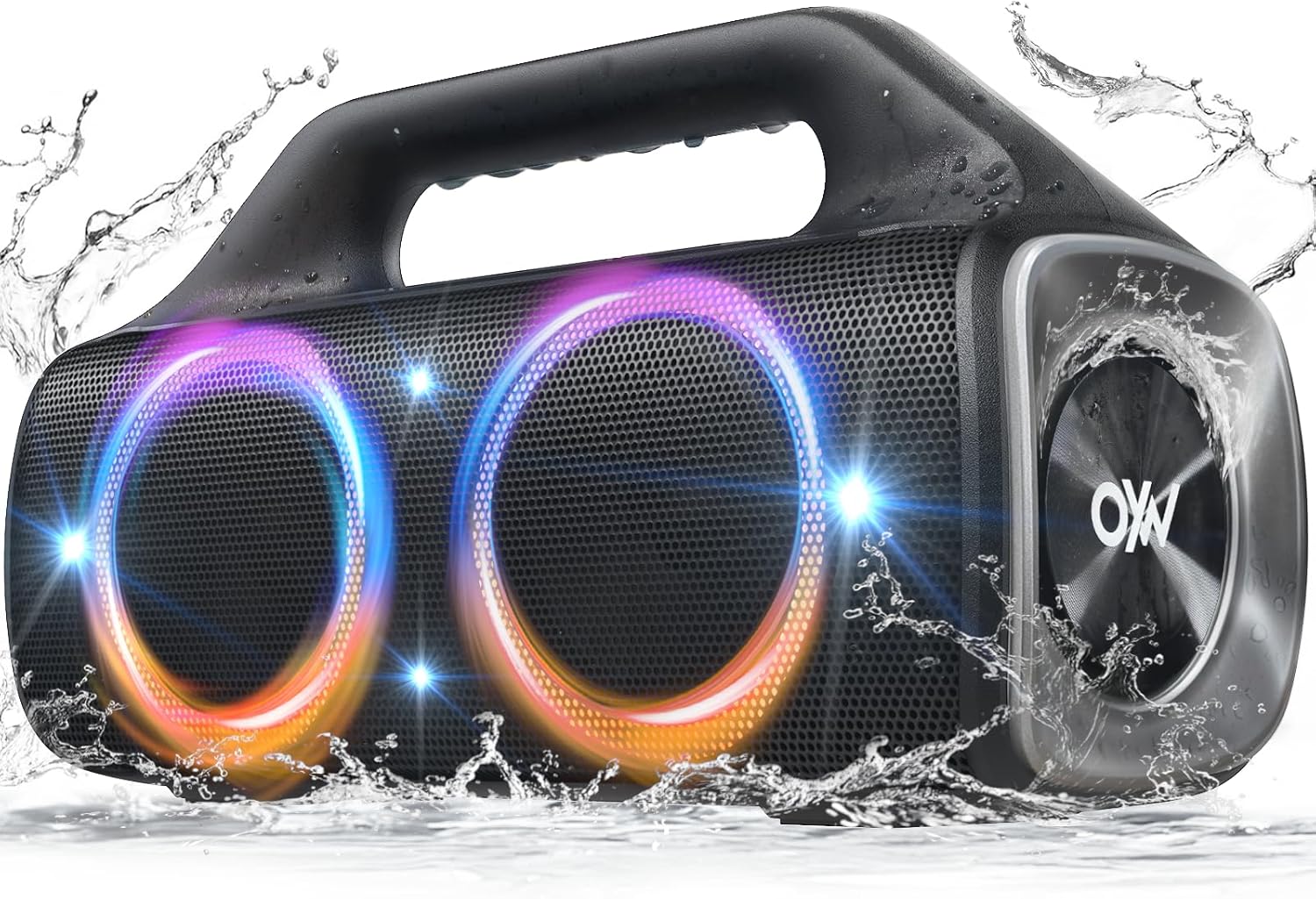 IPX67 Waterproof Bluetooth Speaker:80W(Peak) Loud Outdoor Portable Wireless Party Speakers with LED Lights,20H Playtime,Bluetooth 5.3,Deep Bass & TWS for Pool,Beach