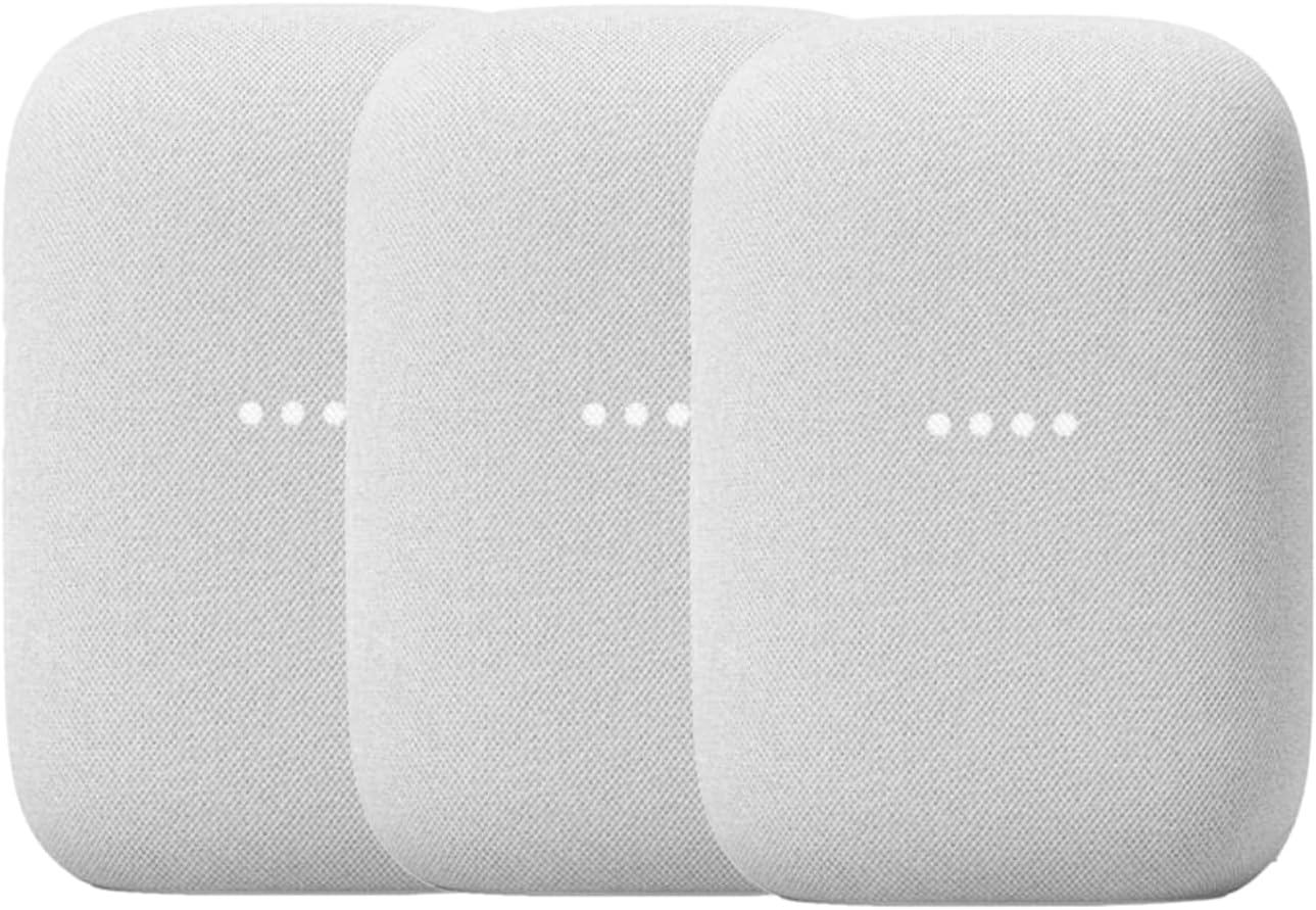 Google Nest Audio (3-Pack) Smart Speakers – Multi-Room Wireless Home Speaker Bundle with Bluetooth, Wi-Fi, Assistant, Stereo Sound, Voice Control & Smart Home Integration