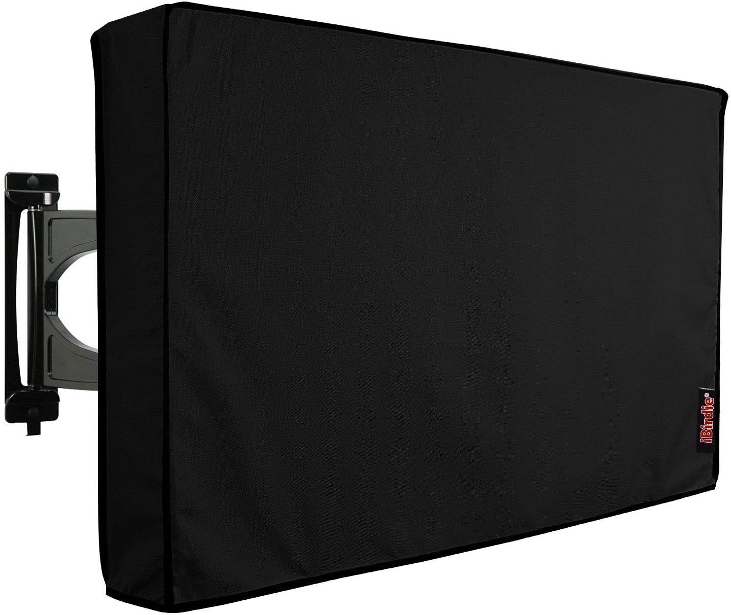 iBirdie Outdoor TV Cover 52 to 55 inch Weatherproof, Cover Size 52”L x 31”H, Waterproof for Outside Flat Screen 52 to 55 inch TV, Black, 600D Thick Fabric Screen Protector with Bottom