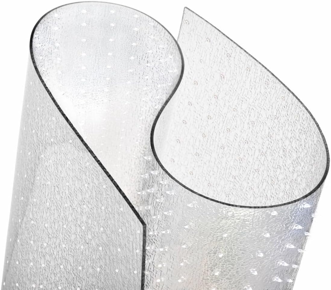 Clear Carpet Runner, USA Made, Safe, 24 x 36 Inch, 2mm Thick Cleated Vinyl, Clear Floor Runner Roll for Carpet Protection, Plastic Area Rug for Doorway Floor