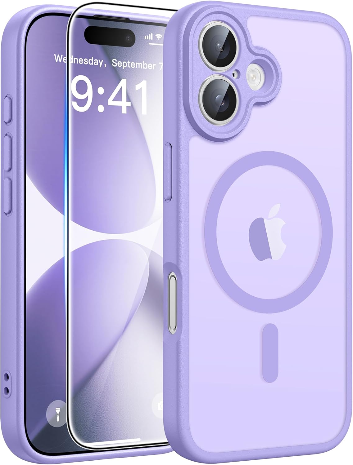 FNTCASE for iPhone 17 Case: [Compatible with Magsafe] Translucent Matte Cases with [Full Camera Protection] [Screen Protector] Military Grade Shockproof Protective Phone Cover – Light Purple