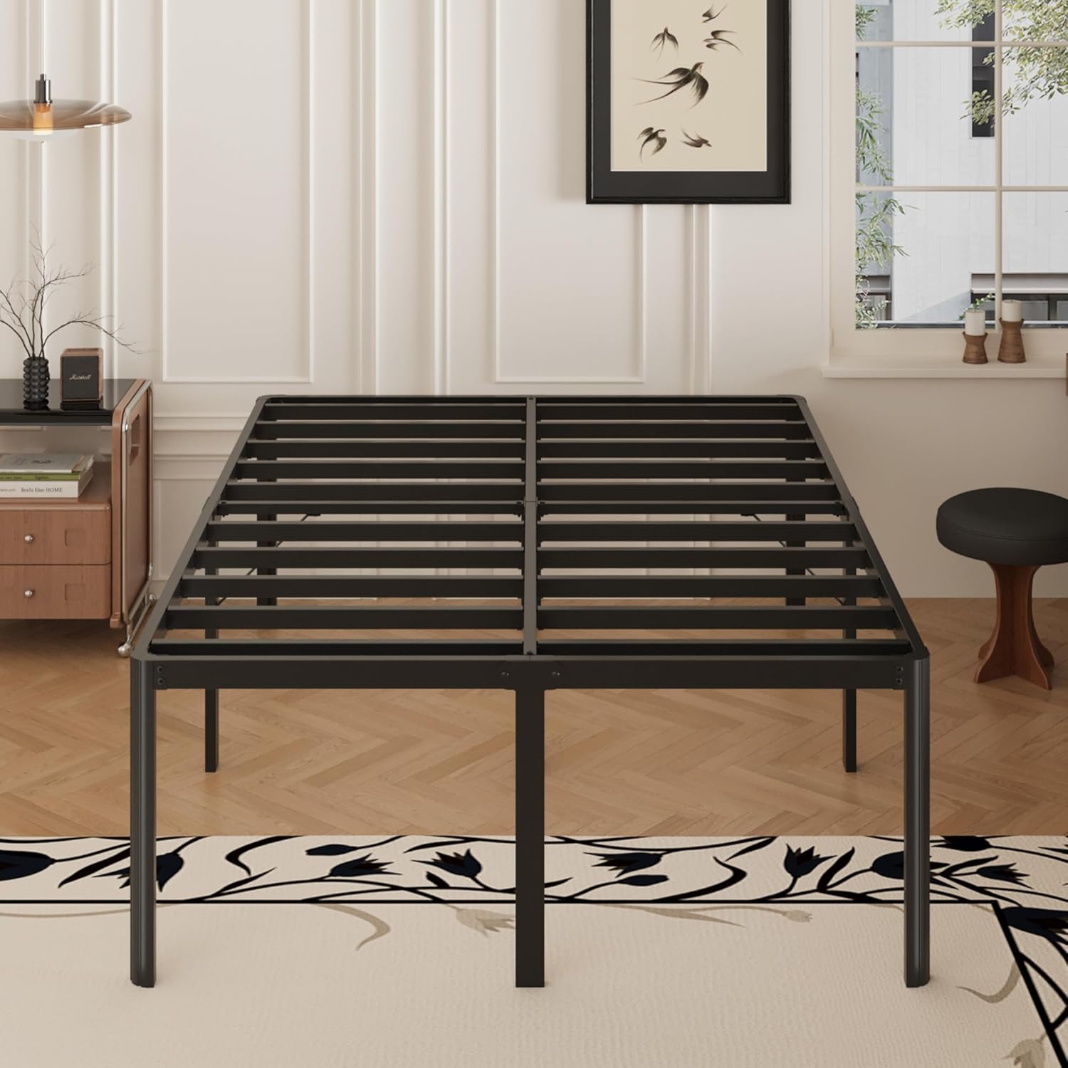 Yicensen 22 Inch High Full Bed Frame with Rounded Corner Legs, Heavy Duty Full Size Metal Platform Bed Frame No Box Spring Needed, Easy Assembly, Noise Free, Black
