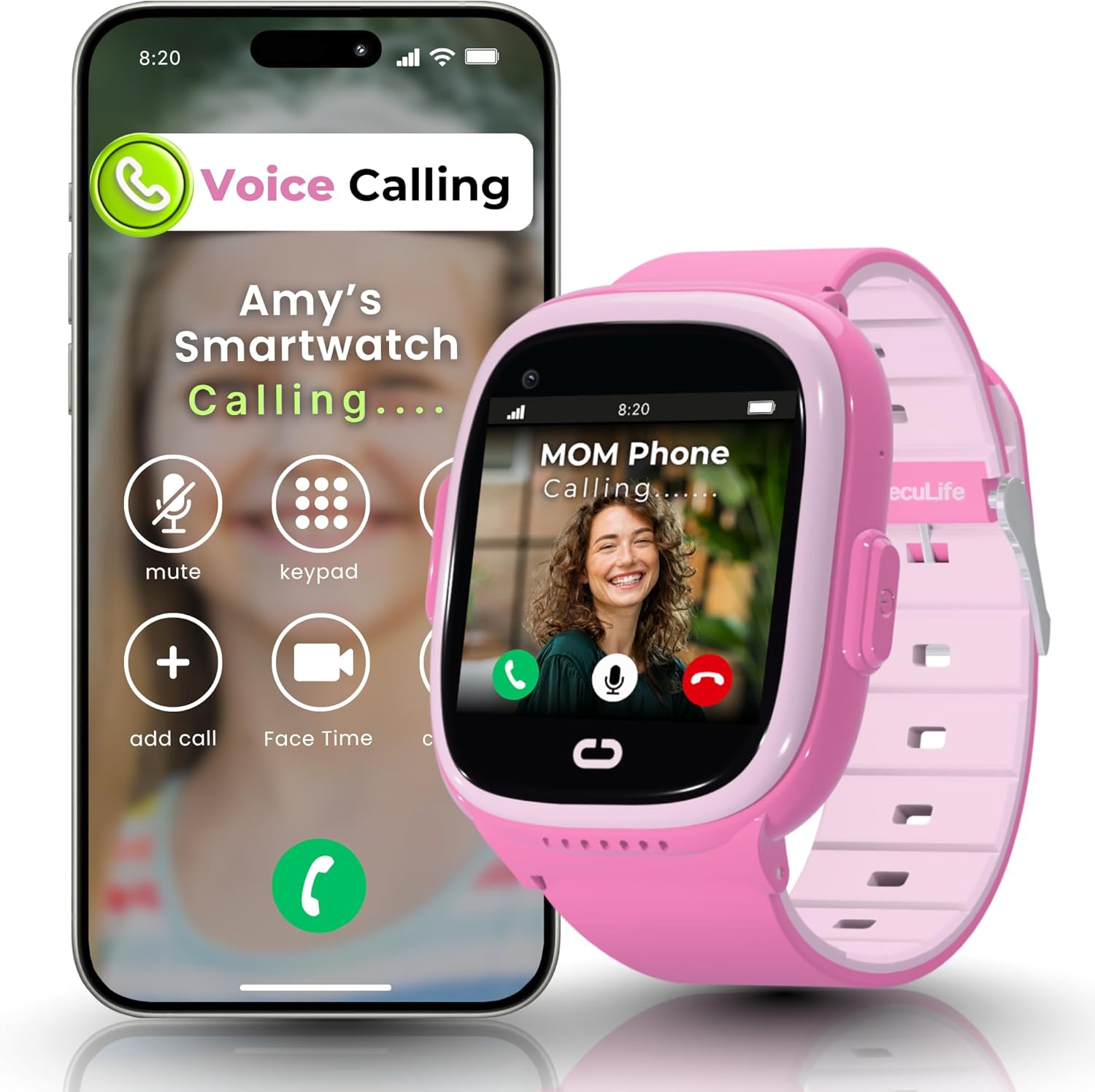 2025 Model Smart Watch for Kids | Phone Watch & GPS Tracker for Children Ages 3-12 | Calling, Texting, GPS Tracking, Camera, School Mode | SOS & Safety Alerts | SIM Card Included (Pink)