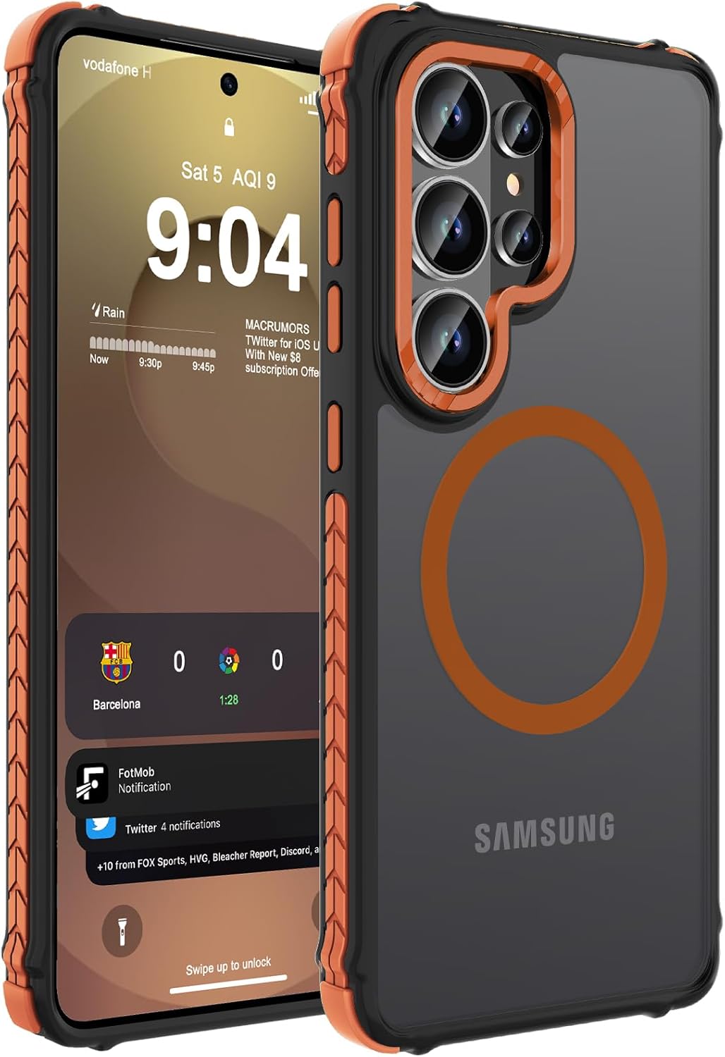 DEERLAMN Strong Magnetic Case for Samsung Galaxy S26 Ultra 6.9-Inch,[Compatible with Magsafe][Military Grade Drop Protection] Translucent Matte Shockproof Protective Phone Cover, Frosted Orange