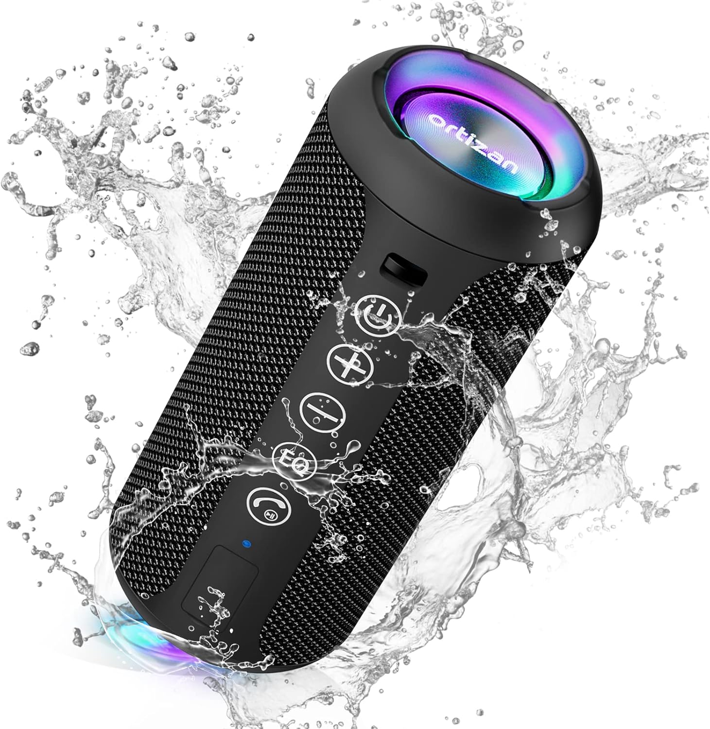 Ortizan Portable Bluetooth Speaker (1nd Gen), IPX7 Waterproof, Wireless, Big Sound and Deep Bass, TWS Pairing, 30Hrs of Playtime, for Home/Party/Outdoor/Beach, Birthday Gifts for Men Women – Black