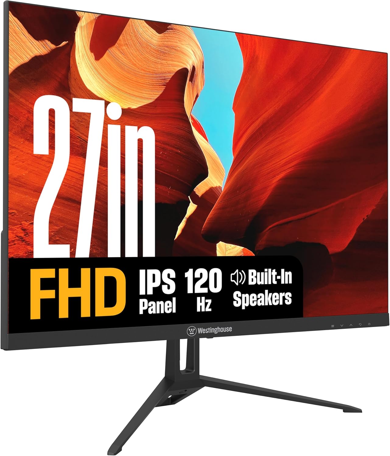Westinghouse 27 Inch Gaming Monitor, 120Hz, 1ms, IPS Computer Monitor, 1080P FHD, Built-in Speakers, Eye Care, Adpative Sync Support (FreeSync Compatible), HDR, VGA, HDMI & DisplayPort w/Gaming Mode