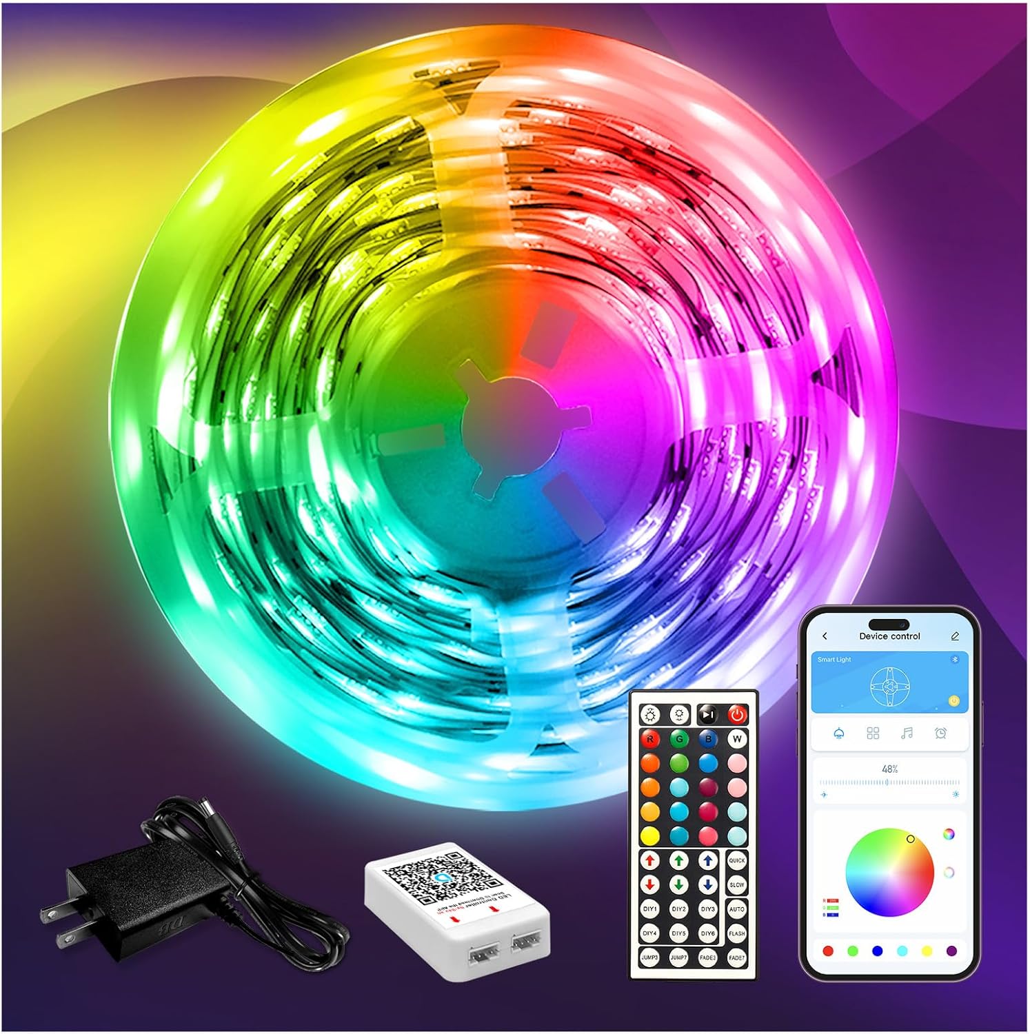 DAYBETTER LED Strip Lights 110ft, Smart Lighting Strips with App Remote Control, RGB Music Sync Color Changing Lights for Bedroom Kitchen Party Home Decor Luces led para cuarto (1 Roll)