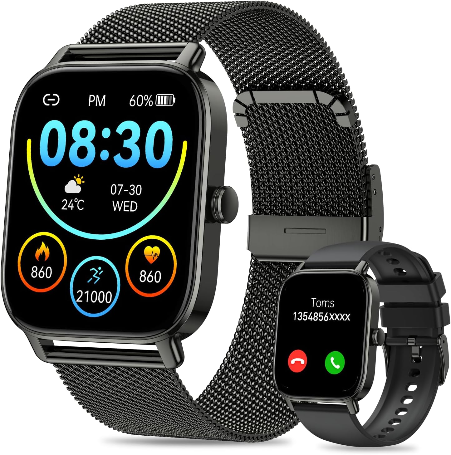 Smart Watch for Men Women Fitness: Make Answer Call Digital Mens Watches Waterproof Running Pedometer Smartwatch for Android Phone iPhone Samsung Compatible Sleep SpO2 Heart Rate Monitor Step Tracker