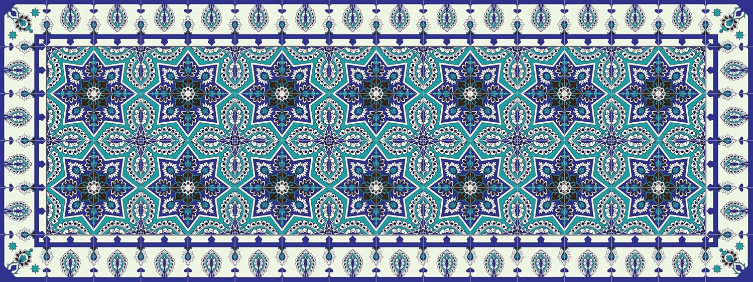 IRI-GIRI Vinyl Kitchen Floor Mat Decorative Linoleum PVC Rug Runner Tile Flooring, Colorful, Durable, Anti-Slip, Hand Washable, and Protects Floors 63.0″ x 23.6″, Eastern Star 231